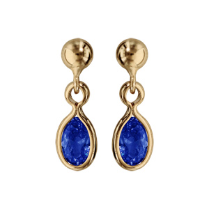 Boucles d\'oreille pendantes en plaqu or avec navette bleu nuit et fermoir poussette - Vue 1