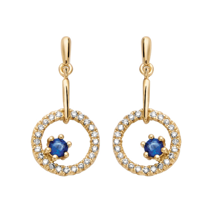 Boucles D'Oreilles Pendantes - Plaqué Or Et Pierre - Occasion - Bijou Fantaisie Classique