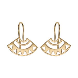 Boucles d\'oreille pendantes en plaqué or motif soleil ajouré et fermoir crochet - Vue 1