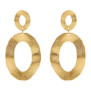 Boucles d'oreille pendantes martel�es dor�es en acier dor�