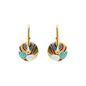 Boucles d\'oreille Stella Mia en acier doré anneau résine multi couleur - Vue 1