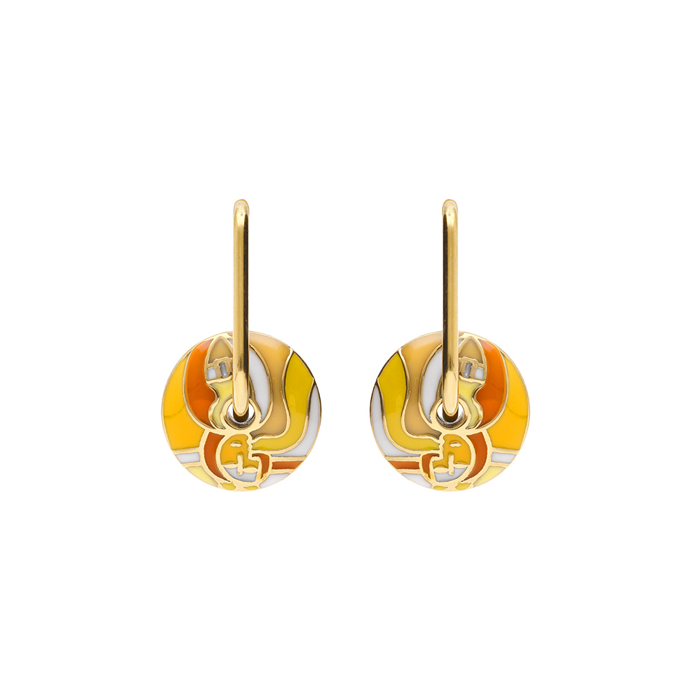 Boucles d\'oreille Stella Mia en acier dor anneau rsine orang - Vue 1