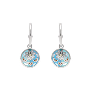 Boucles d\'oreille Stella Mia ronde en acier motif fleur résine et nacre - Vue 1