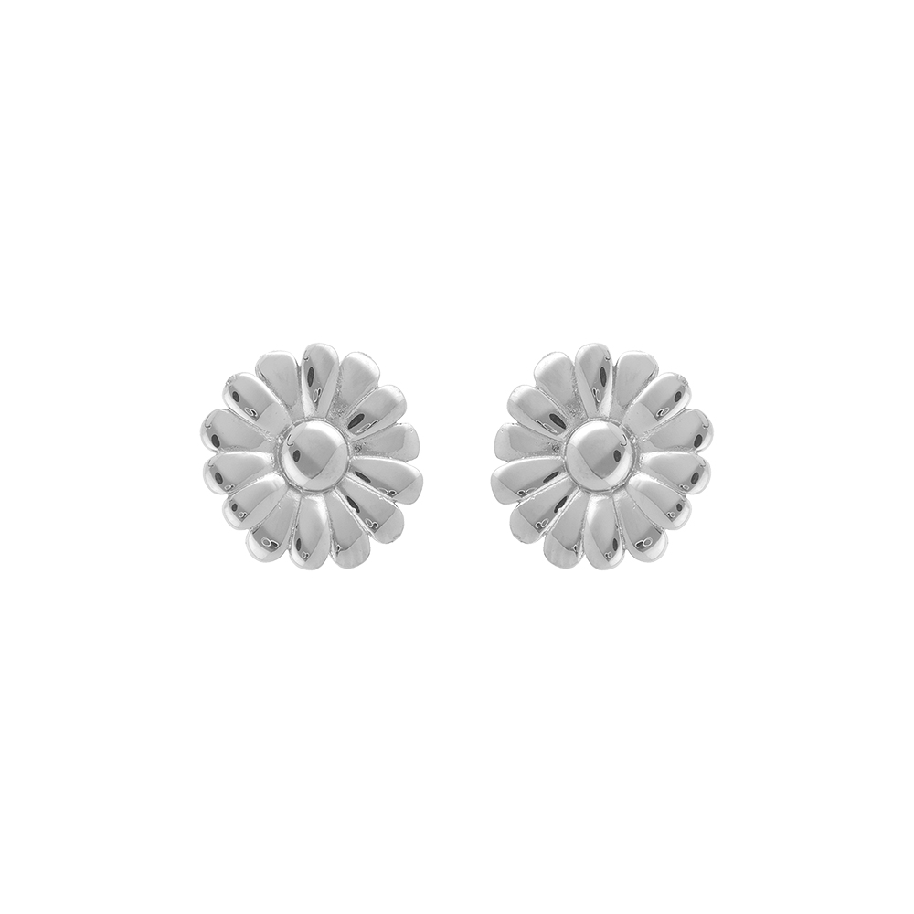 Boucles d\'oreille tige acier fleur de 16mm - Vue 1