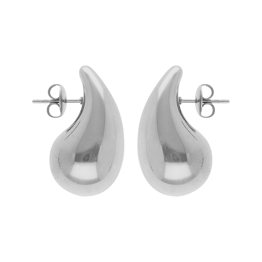 Boucles d\'oreille tige acier grande goutte (dim 33mm x 18 mm) - Vue 1