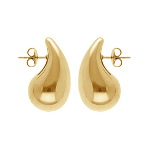 Boucles d\'oreille tige acier PVD dor grande goutte (dim 33mm x 18 mm) - Vue 1