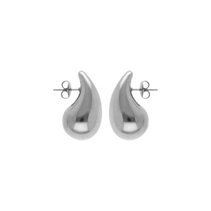 Boucles d\'oreille tige acier taille moyenne forme goutte incurvee 26 mm x 15 mm - Vue 1