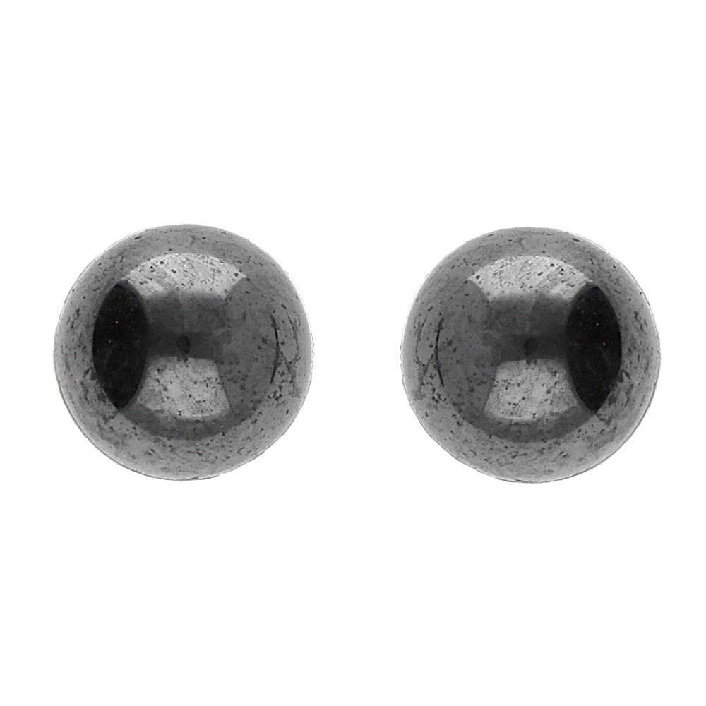 Boucles d\'oreille tige argent rhodi� boule h�matite 4mm - Vue 1