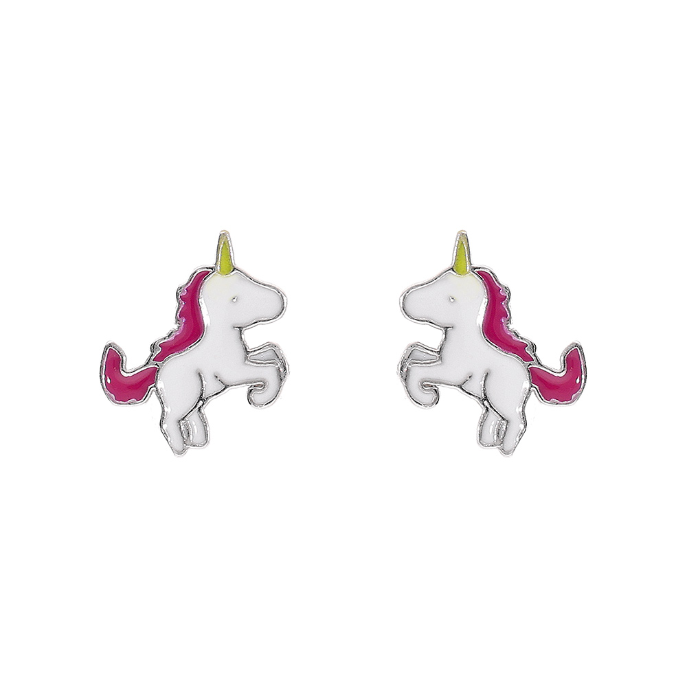 Boucles d\'oreille tige argent rhodi� licorne entiere - Vue 1
