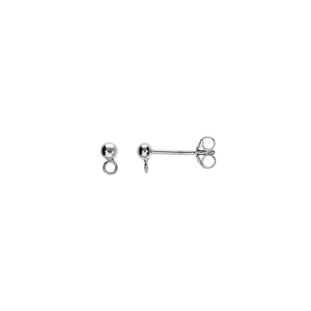 Boucles d\'oreille tige boule de 3mm en argent rhodi pour charm\'s  personaliser - Vue 1
