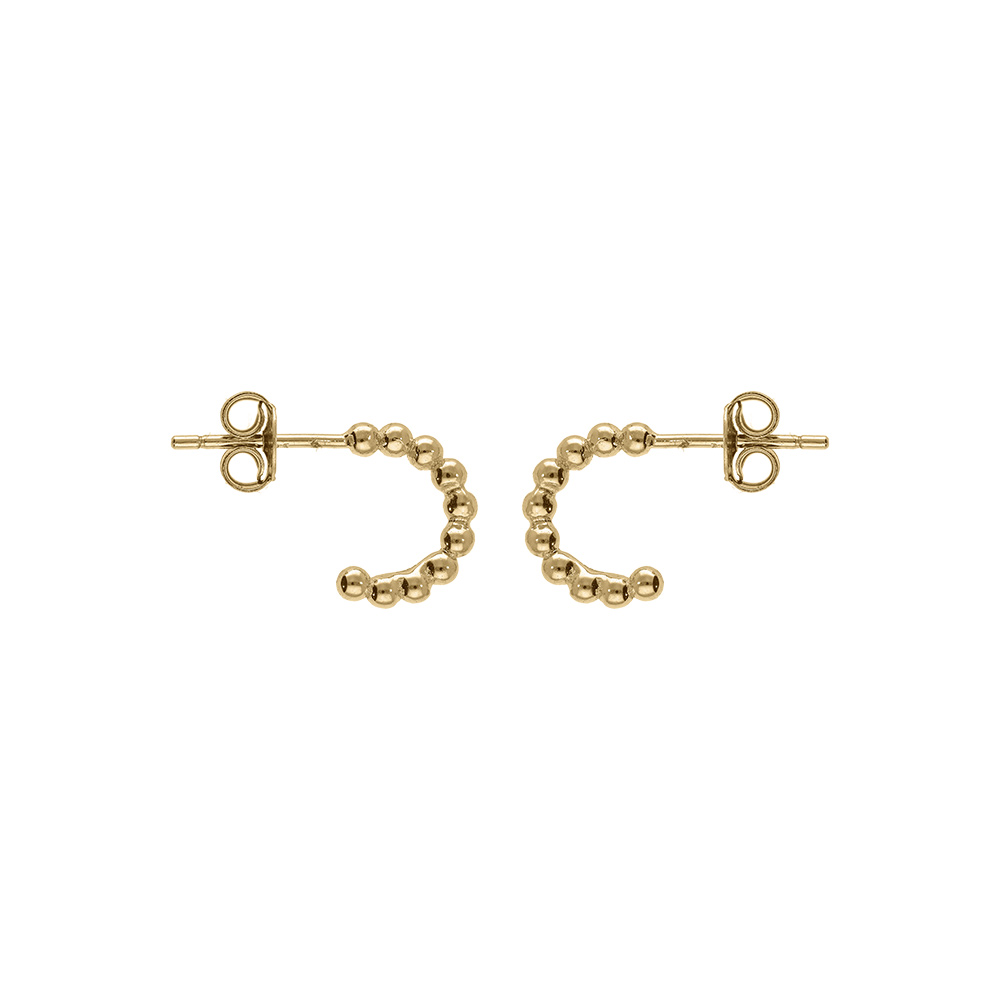 Boucles d\'oreille tige cr�oles argent dor� boules - Vue 1