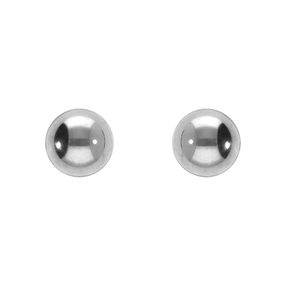Boucles d\'oreille tige en acier boule 5mm fermoir � vis et caoutchouc - Vue 1