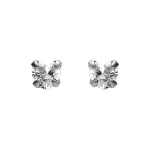 Boucles d\'oreille tige en acier chirurgical en oxyde blanc forme coeur 3mm - Vue 1