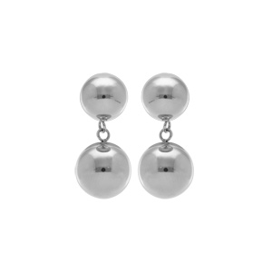 Boucles d\'oreille tige en acier deux boules - Vue 1