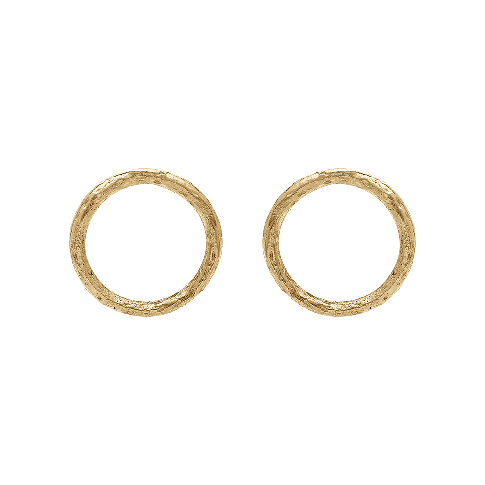 Boucles d\'oreille tige en acier dor cercle diamant - Vue 1