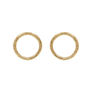 Boucles d\'oreille tige en acier doré cercle diamanté - Vue 1