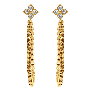 Boucles d'oreille tige en acier dor� cha�nette et oxydes