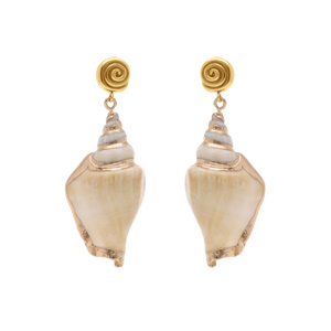 Boucles d\'oreille tige en acier doré coquillage - Vue 1
