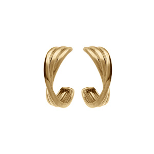 Boucles d\'oreille tige en acier doré demi créoles 20 mm croisé triple demi-jonc - Vue 1