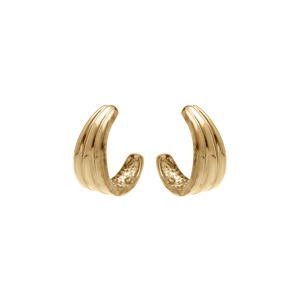Boucles d\'oreille tige en acier doré demi créoles trois rangs - Vue 1
