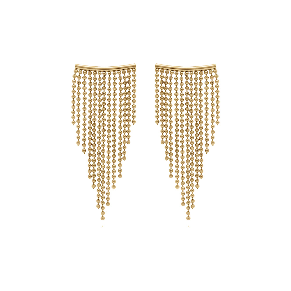 Boucles d\'oreille tige en acier dor� drap� - Vue 1