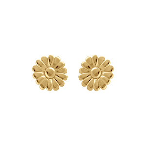 Boucles d\'oreille tige en acier doré fleur de 16mm - Vue 1