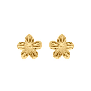 Boucles d\'oreille tige en acier doré forme fleur 5 pétales - Vue 1