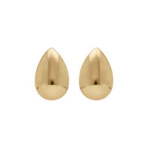 Boucles d\'oreille tige en acier doré goutte (28mm x 20mm) - Vue 1