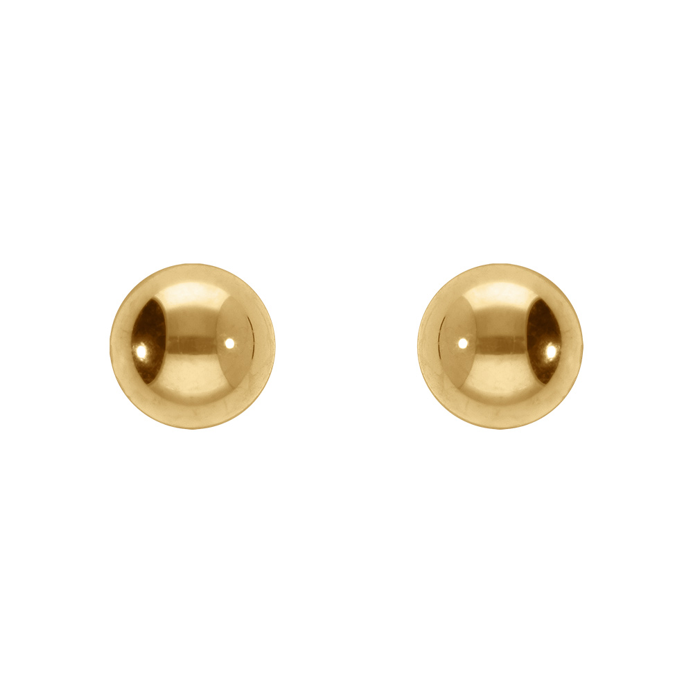 Boucles d\'oreille tige en acier dore jaune boule 5mm fermoir � vis et caoutchouc - Vue 1