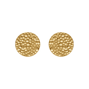 Boucles d\'oreille tige en acier doré pastille martelée - Vue 1