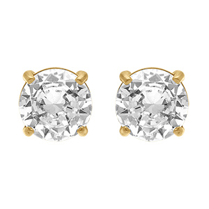 Boucles d'oreille tige en acier dor� ronde oxyde blanc serti  - 0.90cm