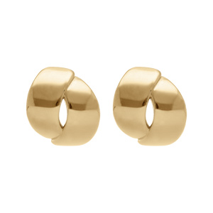 Boucles d\'oreille tige en acier doré ruban croisé - Vue 1