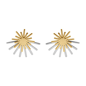 Boucles d\'oreille tige en acier double recto verso soleil - Vue 1