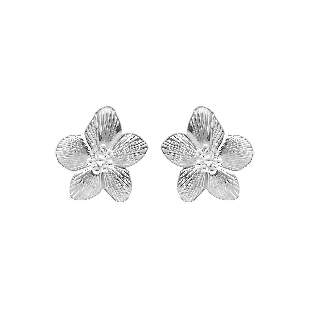 Boucles d\'oreille tige en acier fleur 30mm - Vue 1