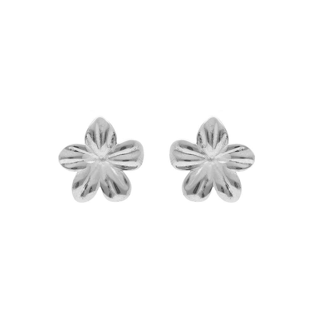 Boucles d\'oreille tige en acier fleur de 15mm - Vue 1