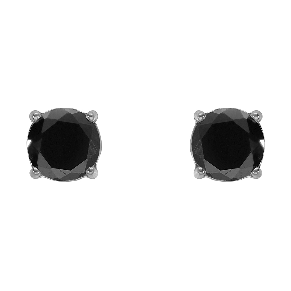 Boucles d\'oreille tige en acier oxyde 5mm noir fermoir � vis et caoutchouc - Vue 1