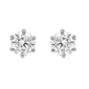 Boucles d\'oreille tige en acier oxyde blanc 6mm serti 6 griffes - Vue 1