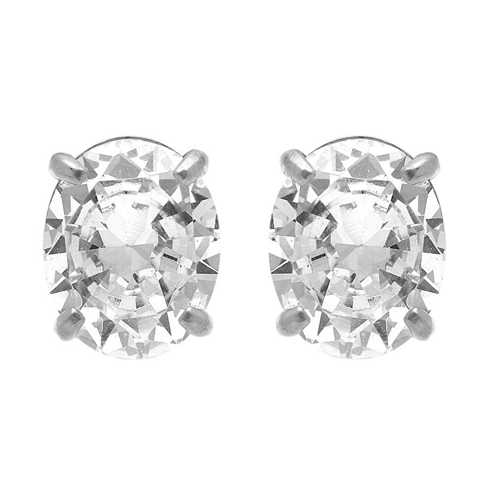 Boucles d\'oreille tige en acier oxyde blanc serti - 8.1mm X 9.9mm - Vue 1