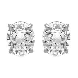 Boucles d'oreille tige en acier oxyde blanc serti - 8.1mm X 9.9mm