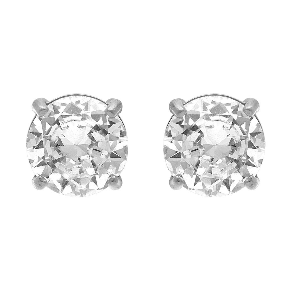 Boucles d\'oreille tige en acier ronde oxyde blanc serti 0.90cm - Vue 1