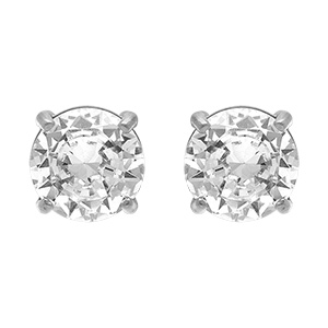 Boucles d'oreille tige en acier ronde oxyde blanc serti 0.90cm
