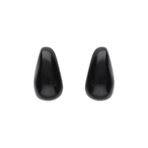 Boucles d\'oreille tige en argent doré goutte en verre noir - Vue 1