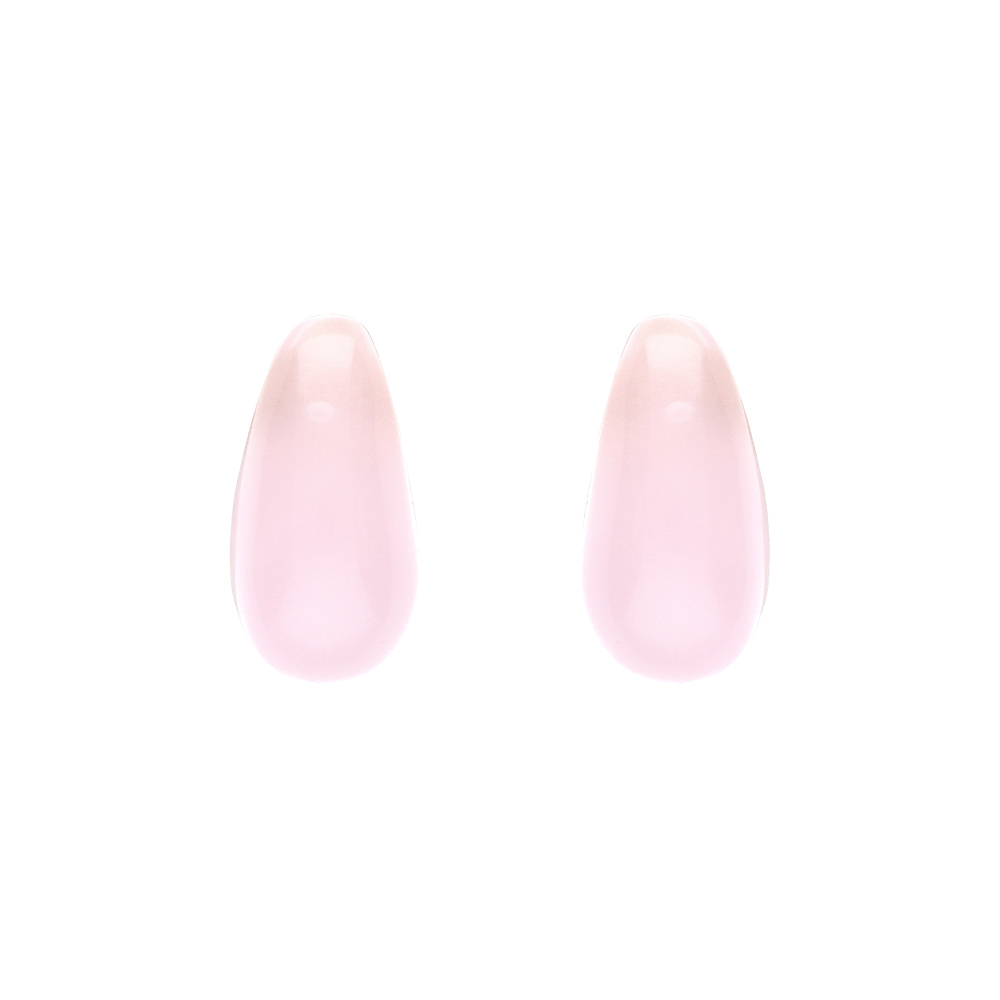 Boucles d\'oreille tige en argent dor� goutte en verre rose - Vue 1