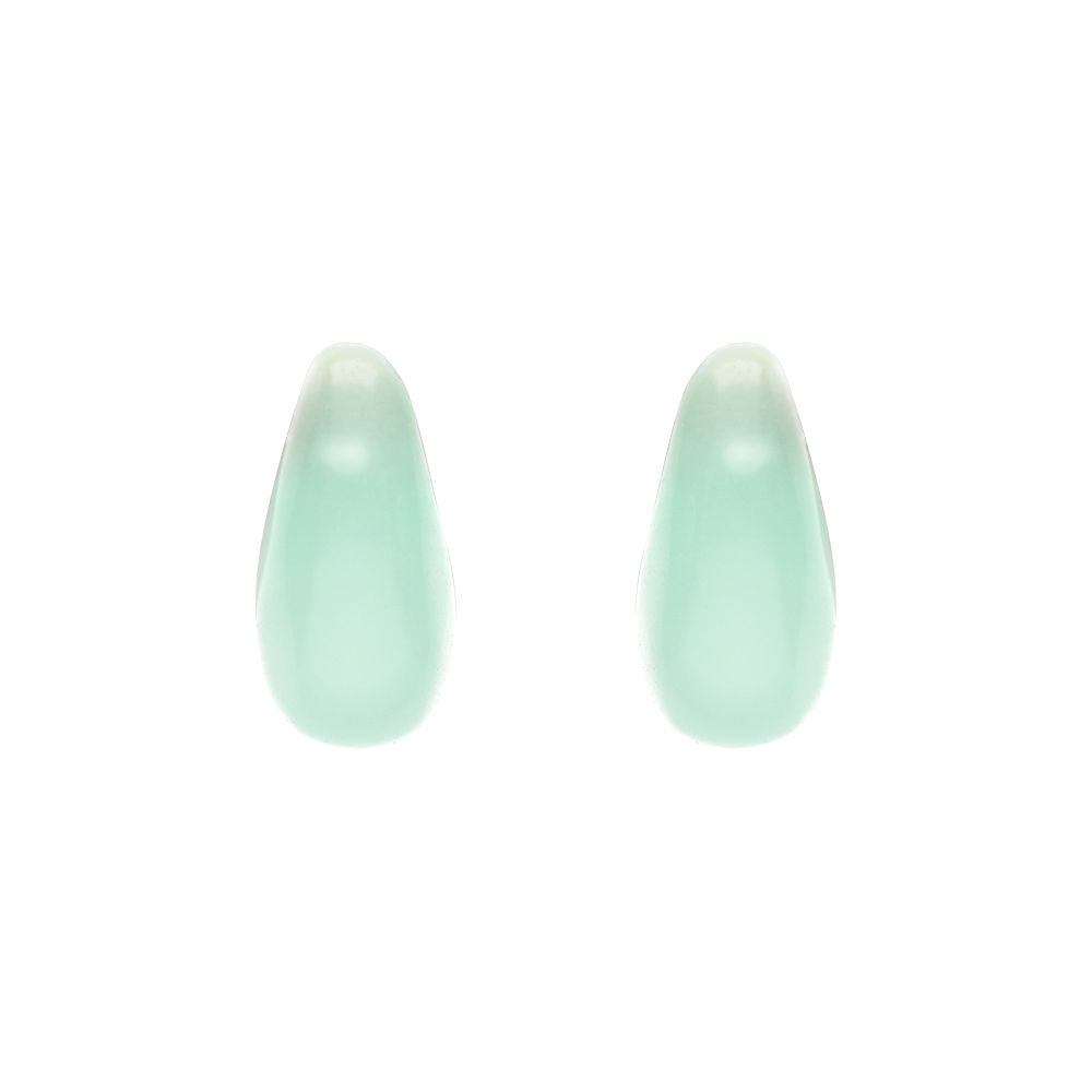 Boucles d\'oreille tige en argent dor� goutte en verre vert d\'eau - Vue 1