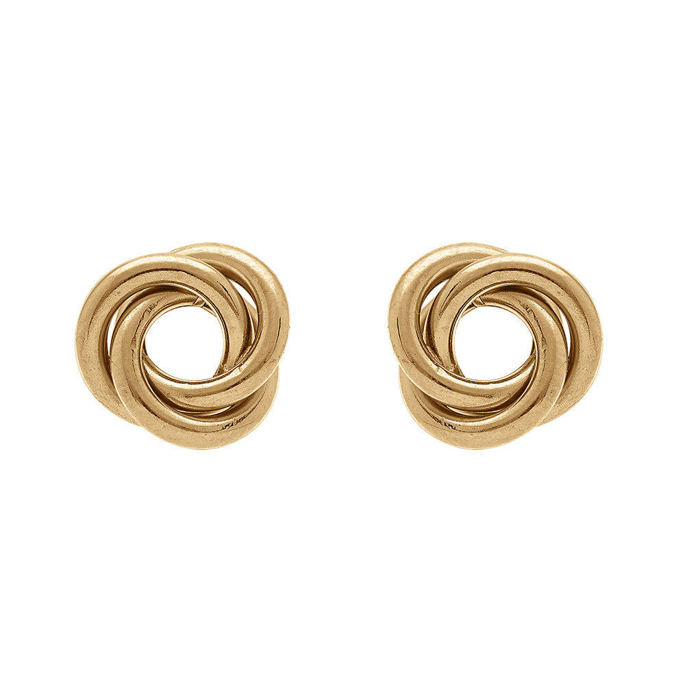 Boucles d\'oreille tige en argent dor� noeud d\'amour 10 mm - Vue 1