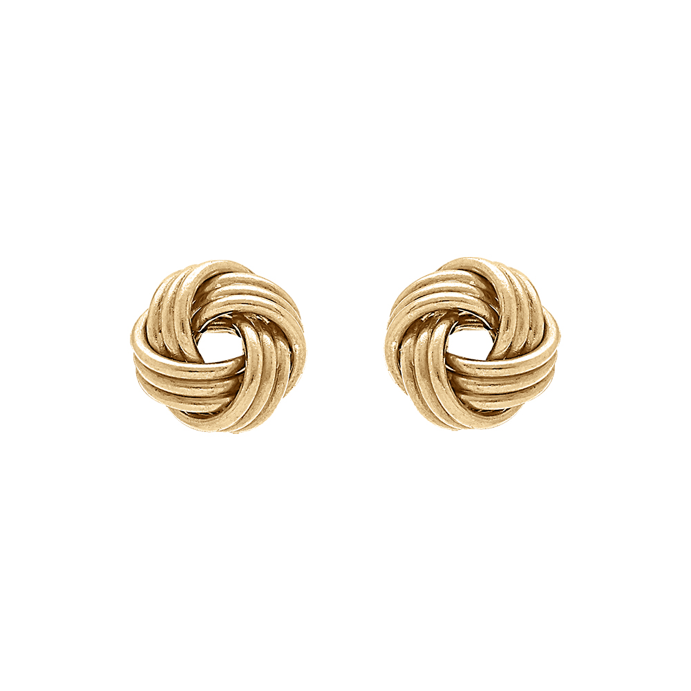 Boucles d\'oreille tige en argent dor� noeud d\'amour 6 mm - Vue 1