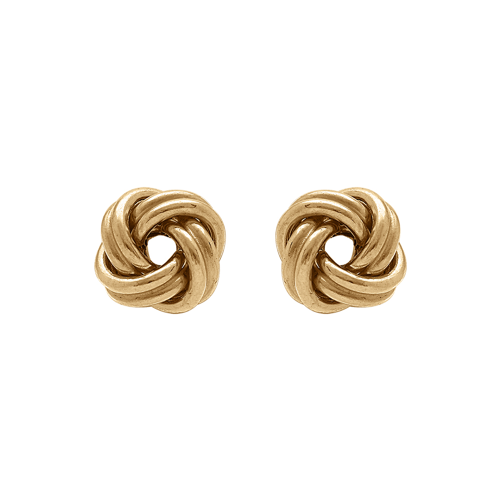 Boucles d\'oreille tige en argent dor� noeud d\'amour 7 mm - Vue 1