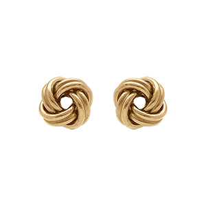 Boucles d\'oreille tige en argent doré noeud d\'amour 7 mm - Vue 1