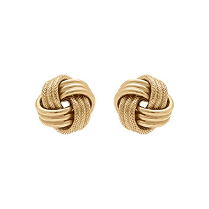 Boucles d\'oreille tige en argent doré noeud d\'amour 9 mm - Vue 1