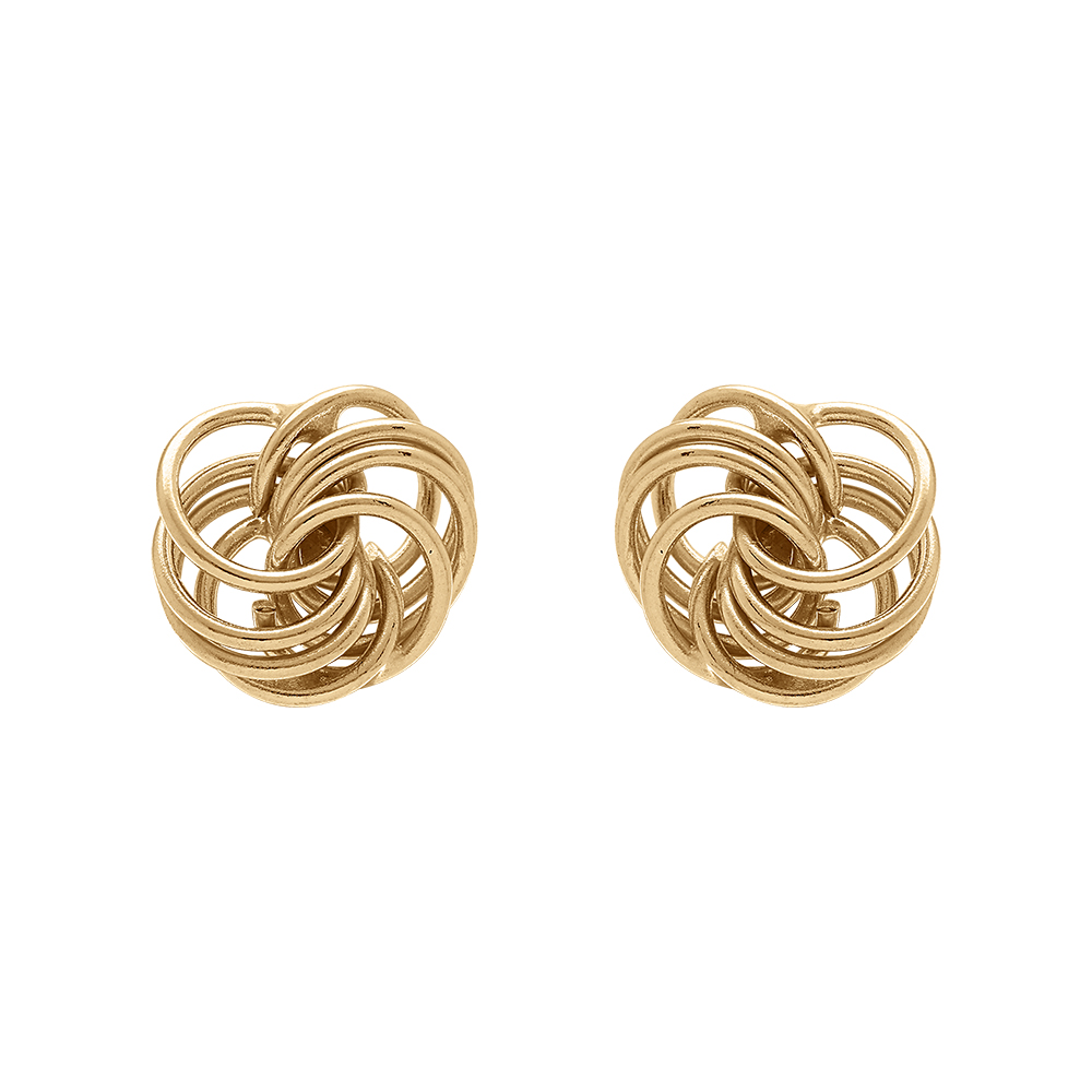 Boucles d\'oreille tige en argent dor� noeud d\'amour multiples 10 mm - Vue 1